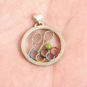 Sultan Tennis Olympics Round Solid Silver pendant
